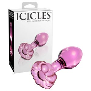 Icicles No. 48 - lilleklaasikujuline klaasist anaalkkork (roosa)