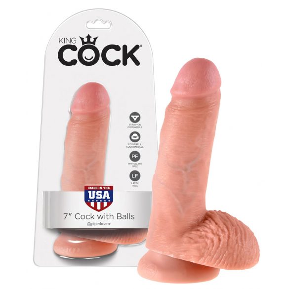 King Cock 7 munanditega dildo (18 cm) - naturaalne 