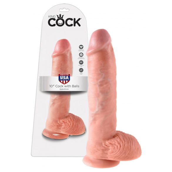 King Cock 10 munanditega suur dildo (25 cm) - naturaalne 