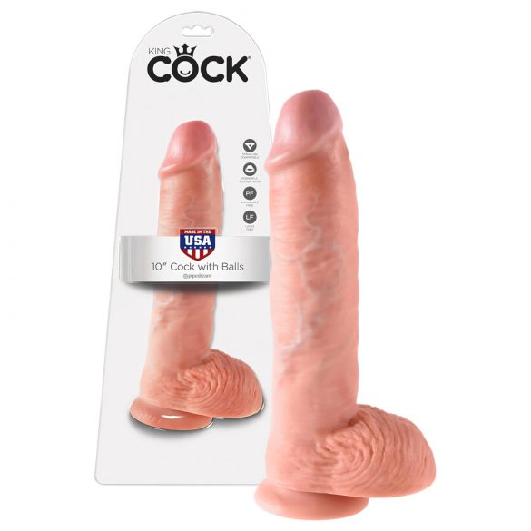 King Cock 10 munanditega suur dildo (25 cm) - naturaalne