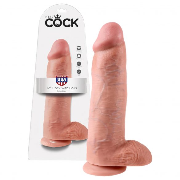 King Cock 12 munanditega suur dildo (30 cm) - naturaalne 