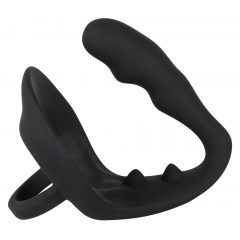   Black Velvet - laineline anaaldildo peenise- ja munandirõngaga (must)