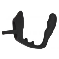   Black Velvet - laineline anaaldildo peenise- ja munandirõngaga (must)