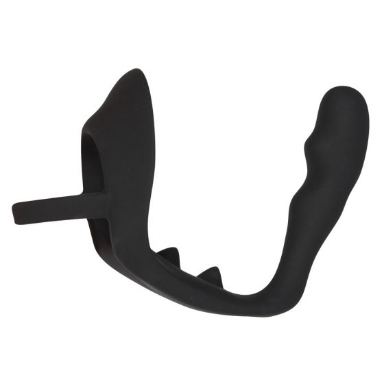 Black Velvet - laineline anaaldildo peenise- ja munandirõngaga (must)
