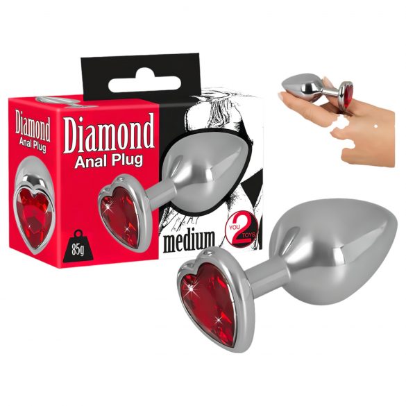 You2Toys - Diamond - 85g alumiinium anaalpunn (hõbe-punane)