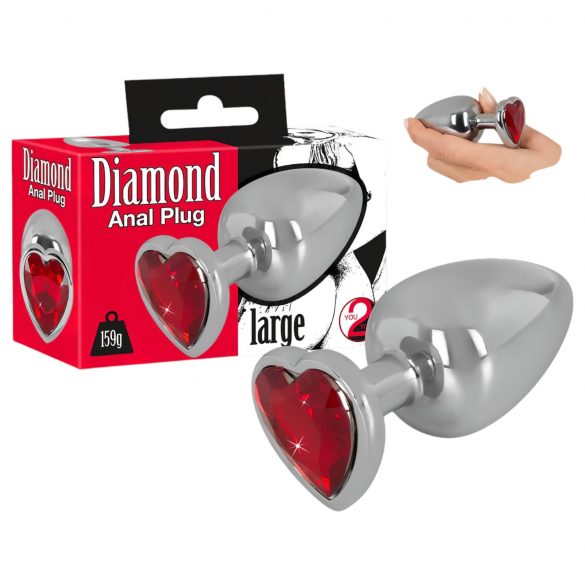 You2Toys - Diamond - 159g alumiiniumist anaaltapp (hõbe-punane)