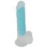 You2Toys Pimedas Helendav - iminapaga, vilkuv munanditega dildo (sinine) 