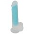 You2Toys Helendav pimedas - iminapaga, munanditega helendav dildo (sinine)