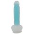 You2Toys Pimedas Helendav - iminapaga, vilkuv munanditega dildo (sinine) 