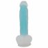 You2Toys Pimedas Helendav - iminapaga, vilkuv munanditega dildo (sinine) 