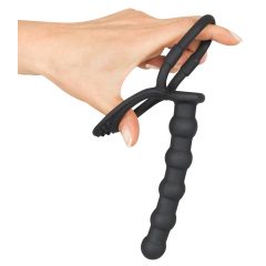 Black Velvet - munandi ja peeniserõngas anaaldildoga (must)