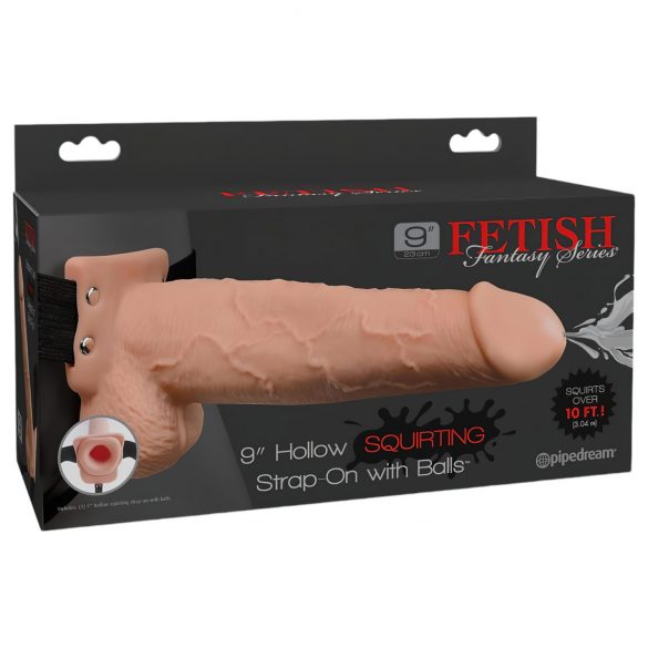 Fetish Strap-On 9 - õõnes ja pritsiv dildo (naturaalne)