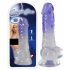 Crystal Clear - taldne munanditega dildo - 19,5 cm (läbipaistev-lilla)