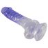 Crystal Clear - taldne munanditega dildo - 19,5 cm (läbipaistev-lilla)