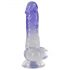 Crystal Clear - taldne munanditega dildo - 19,5 cm (läbipaistev-lilla)