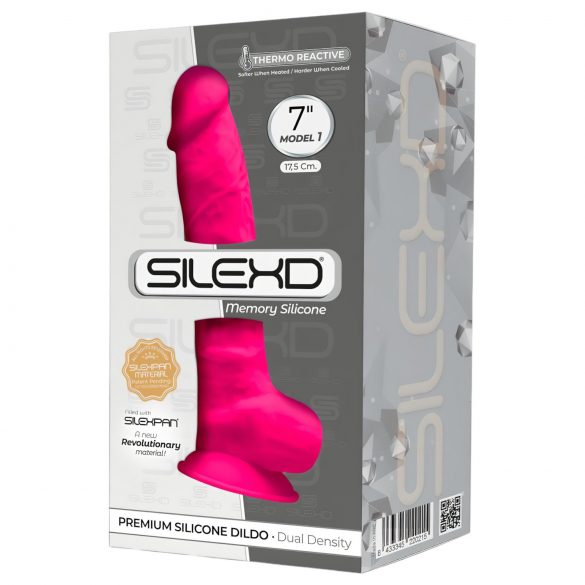 Silexd 7 - vormitav, kleepjalgne, hargnenud dildo - 17,5cm (roosa)