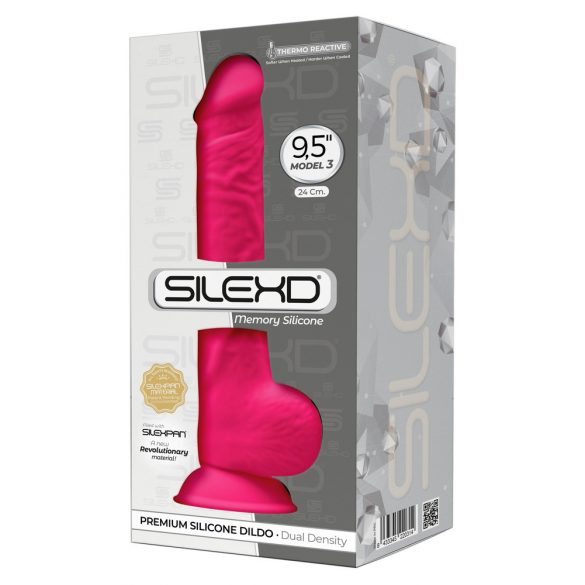 Silexd 9,5 - kohandatav iminapaga, munanditega dildo - 24 cm (roosa) 