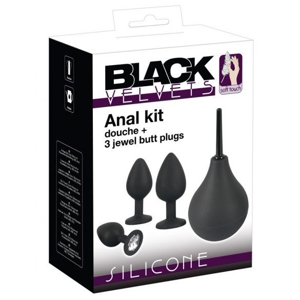 Black Velvet - anaaltüüpi dildo komplekt (4-osaline) - must 