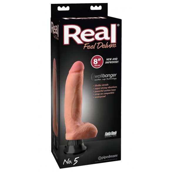 Real Feel Deluxe No.5 - munanditega, elutru vibraator (naturaalne) 