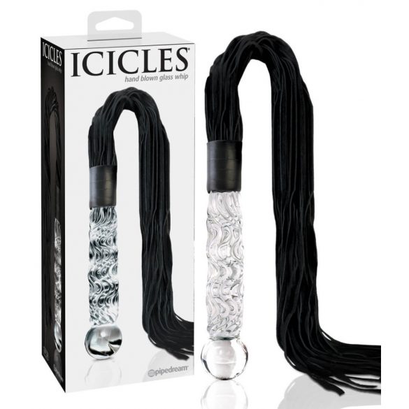 Icicles No. 38 - nahksete nuusteka ja klaasist dildoga (läbipaistev-must) 