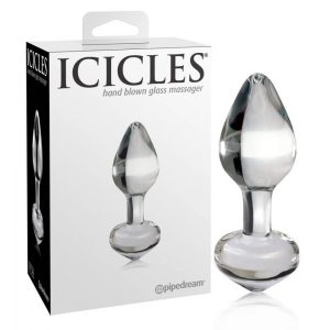 Icicles No. 44 - koonuseline klaasist anaal dildoo (läbipaistev)