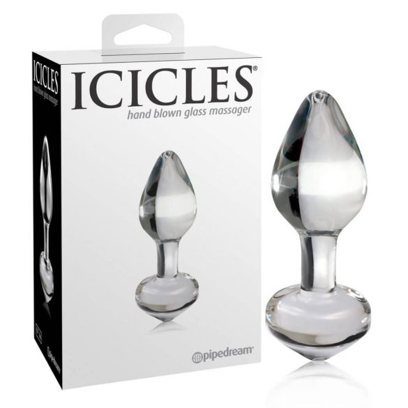 Icicles No. 44 - kooniline klaasist anaal-dildo (läbipaistev) 