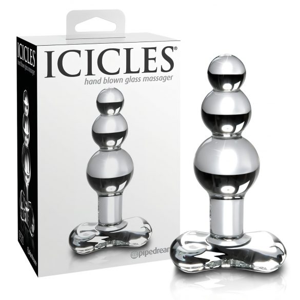 Icicles No. 47 - kolmekordne pärliga klaasist anaaldildo (läbipaistev)