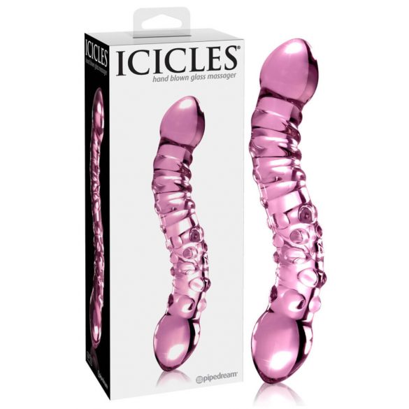 Icicles No. 55 - kahepoolne G-punkti klaasist dildo (roosa) 