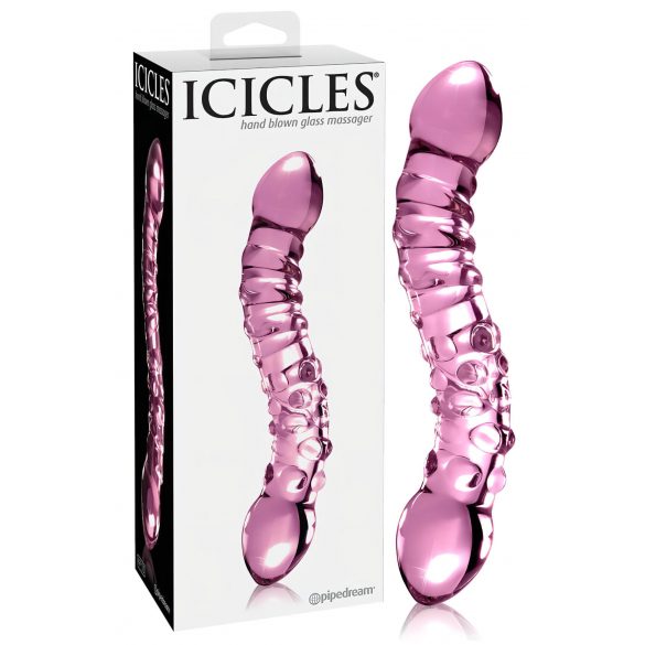 Icicles No. 55 - kahe otsaga G-punkti klaasdildo (roosa)