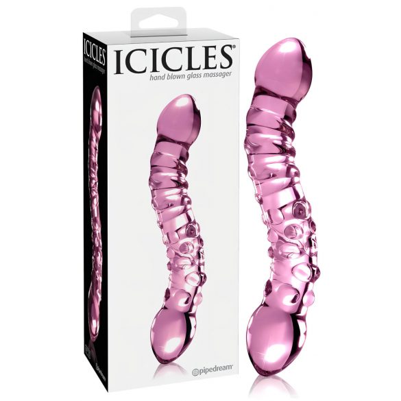 Icicles No. 55 - kahepoolne G-punkti klaasdildo (roosa)