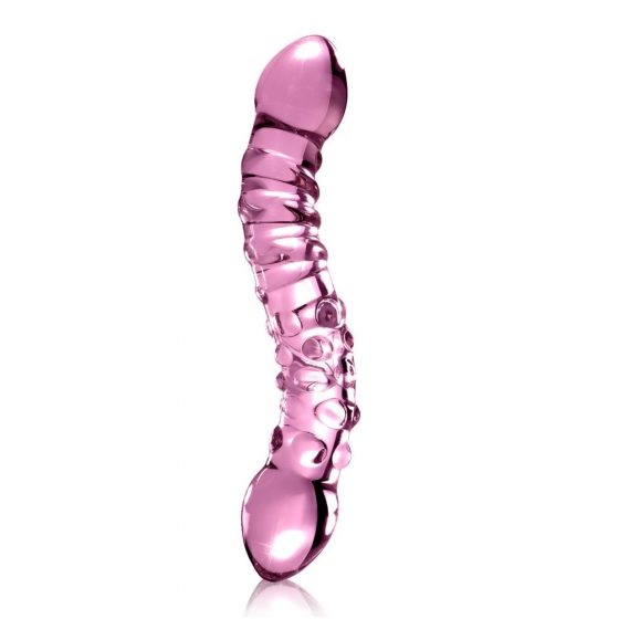 Icicles nr 55 - kaheotsaline, G-punkti klaasist dildo (roosa)