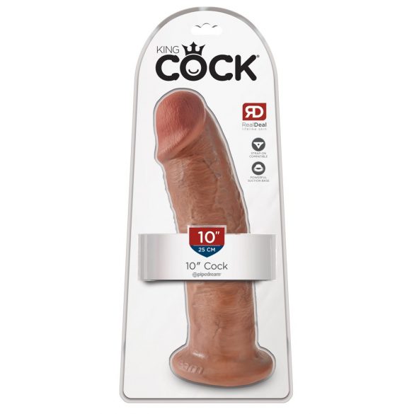 King Cock 10 - suur iminapaga dildo (25cm) - tume naturaalne 