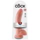 King Cock 9 - suur iminapaga, munanditega dildo (23 cm) - naturaalne 