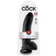 King Cock 9 - suur iminapaga dildo munanditega (23 cm) - must