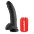 King Cock 9 - suur iminapaga, munadega dildo (23cm) - must 