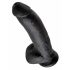 King Cock 9 - suur iminapaga dildó munanditega (23cm) - must