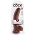 King Cock 9 - suur iminapaga kive, munadega dildo (23cm) - pruun 