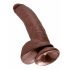 King Cock 9 - suur iminapaga kive, munadega dildo (23cm) - pruun 