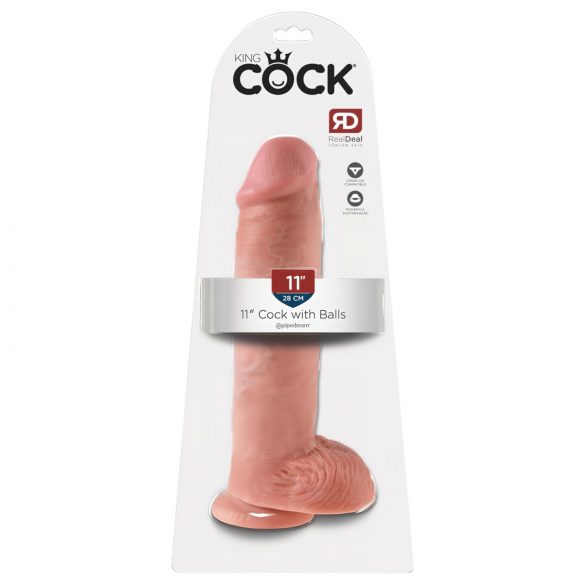 King Cock 11 - iminapinnaga munanditega dildo (28cm) - naturaalne