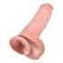 King Cock 11 - suur imemisalusel, munanditega dildo (28cm) - naturaalne 