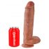 King Cock 11 - suur iminapaga munanditega dildo (28 cm) - tume naturaalne 