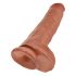 King Cock 11 - suur iminapaga munanditega dildo (28 cm) - tume naturaalne 