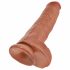 King Cock 11 - iminapinnaga munanditega dildo (28 cm) - tume naturaalne