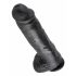 King Cock 11 - suur iminapaga munanditega dildo (28 cm) - must 