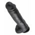 King Cock 11 - suur iminapaga munanditega dildo (28cm) - must