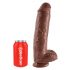 King Cock 11 - suur iminapaga, munanditega dildo (28 cm) - pruun 