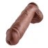 King Cock 11 - suur iminapaga, munanditega dildo (28 cm) - pruun 