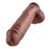 King Cock 11 - suur iminapaga, munanditega dildo (28 cm) - pruun 