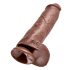 King Cock 11 - suur iminapaga, munanditega dildo (28 cm) - pruun 