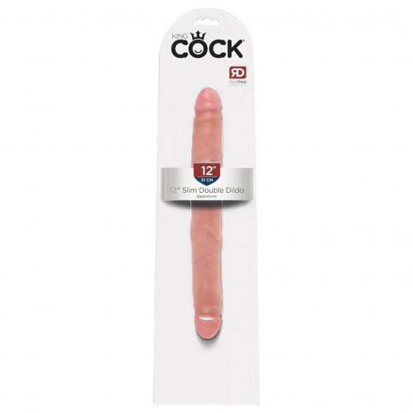 King Cock 12 Slim - elutru topelt dildo (31 cm) - naturaalne